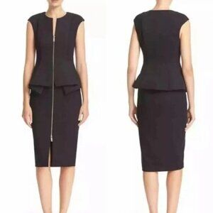 Ted Baker London Women's Siona Zip Front Fitted Peplum Dress